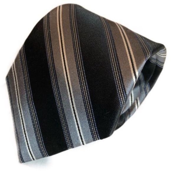 Cremieux Collection Handmade Silk Diagonal Stripe Neck Tie Black Office Career - Picture 9 of 12
